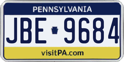 PA license plate JBE9684