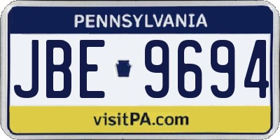 PA license plate JBE9694
