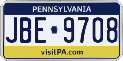 PA license plate JBE9708