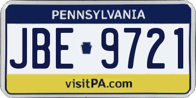 PA license plate JBE9721