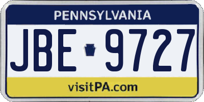 PA license plate JBE9727