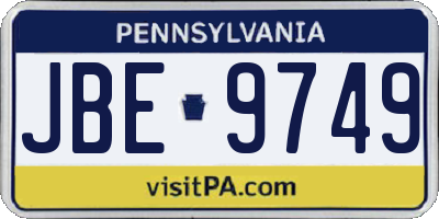 PA license plate JBE9749