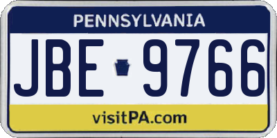 PA license plate JBE9766
