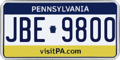 PA license plate JBE9800