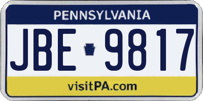 PA license plate JBE9817