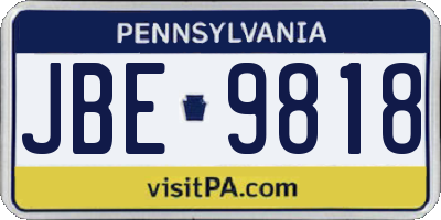 PA license plate JBE9818