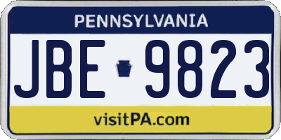 PA license plate JBE9823