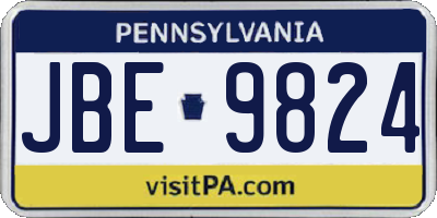 PA license plate JBE9824