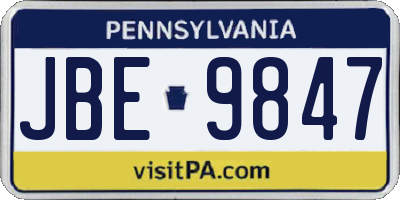 PA license plate JBE9847
