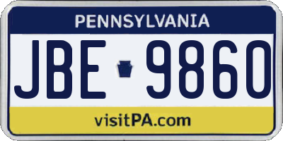 PA license plate JBE9860