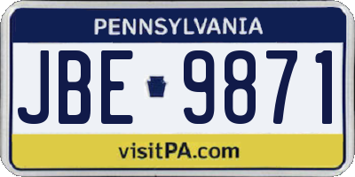 PA license plate JBE9871
