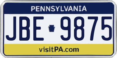 PA license plate JBE9875