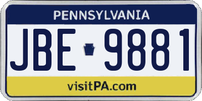 PA license plate JBE9881