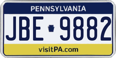 PA license plate JBE9882