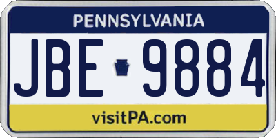 PA license plate JBE9884