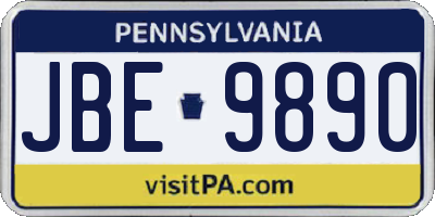 PA license plate JBE9890