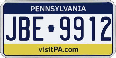 PA license plate JBE9912