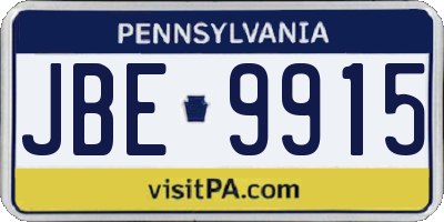 PA license plate JBE9915