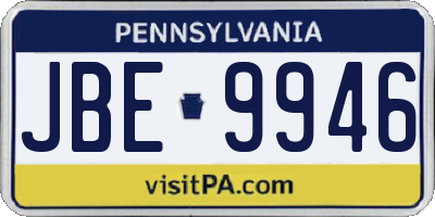 PA license plate JBE9946