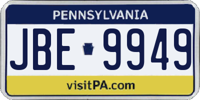 PA license plate JBE9949