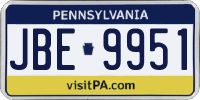 PA license plate JBE9951