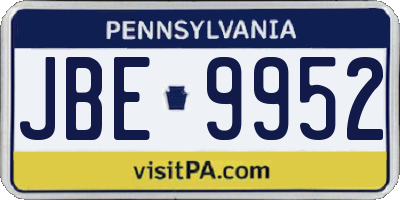 PA license plate JBE9952