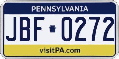 PA license plate JBF0272
