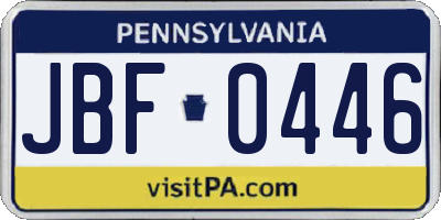 PA license plate JBF0446