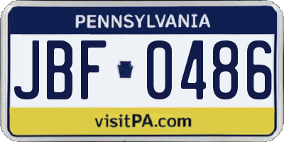 PA license plate JBF0486