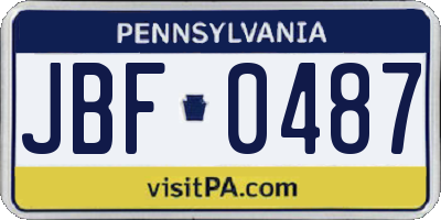 PA license plate JBF0487