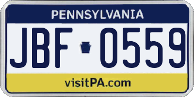 PA license plate JBF0559