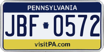 PA license plate JBF0572