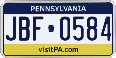 PA license plate JBF0584