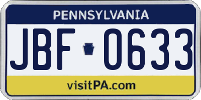 PA license plate JBF0633