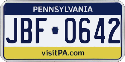PA license plate JBF0642