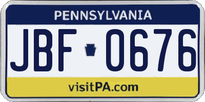PA license plate JBF0676