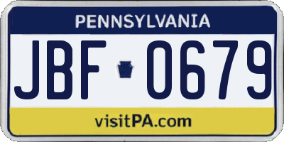 PA license plate JBF0679