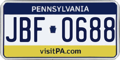 PA license plate JBF0688