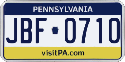 PA license plate JBF0710