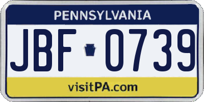 PA license plate JBF0739