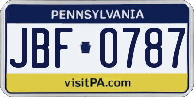 PA license plate JBF0787