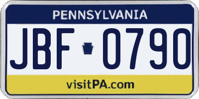 PA license plate JBF0790