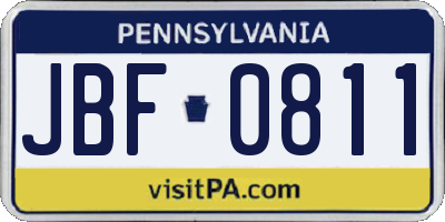 PA license plate JBF0811