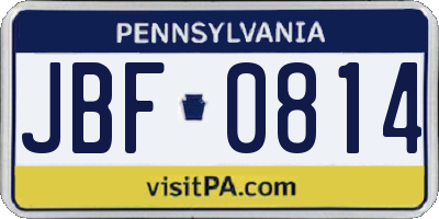 PA license plate JBF0814