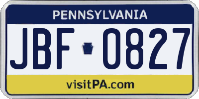 PA license plate JBF0827