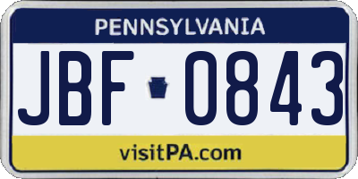 PA license plate JBF0843