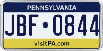 PA license plate JBF0844