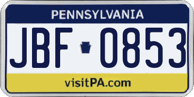 PA license plate JBF0853