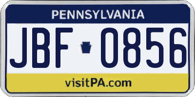 PA license plate JBF0856