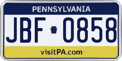 PA license plate JBF0858